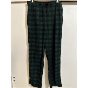 Nautica Men's Green/Black Checkered Fleece Classic Comfort Pajamas Pants Size M